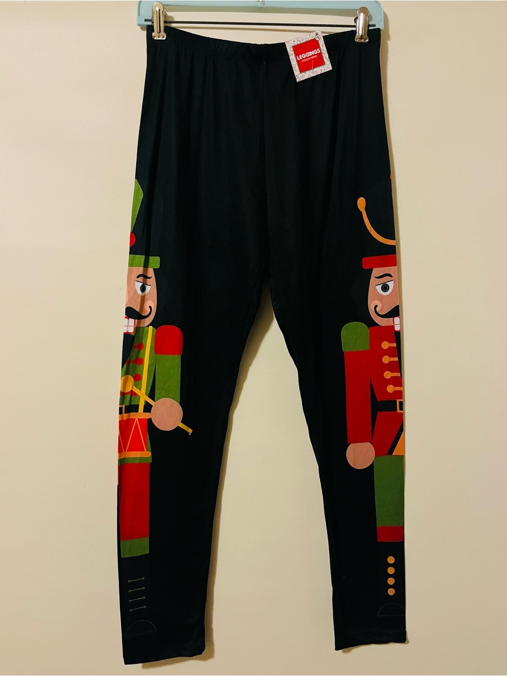 Black Multicolor Christmas Nutcracker Holiday Leggings XL NWT